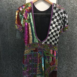 Naeem Khan: Riazee Nights Scoopback Designer Sequin Dress